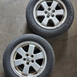 (2) 2004-2015 Toyota prius aluminum rims wheels w/Douglas All seasons 185 65 R15 tires 5x100mm
