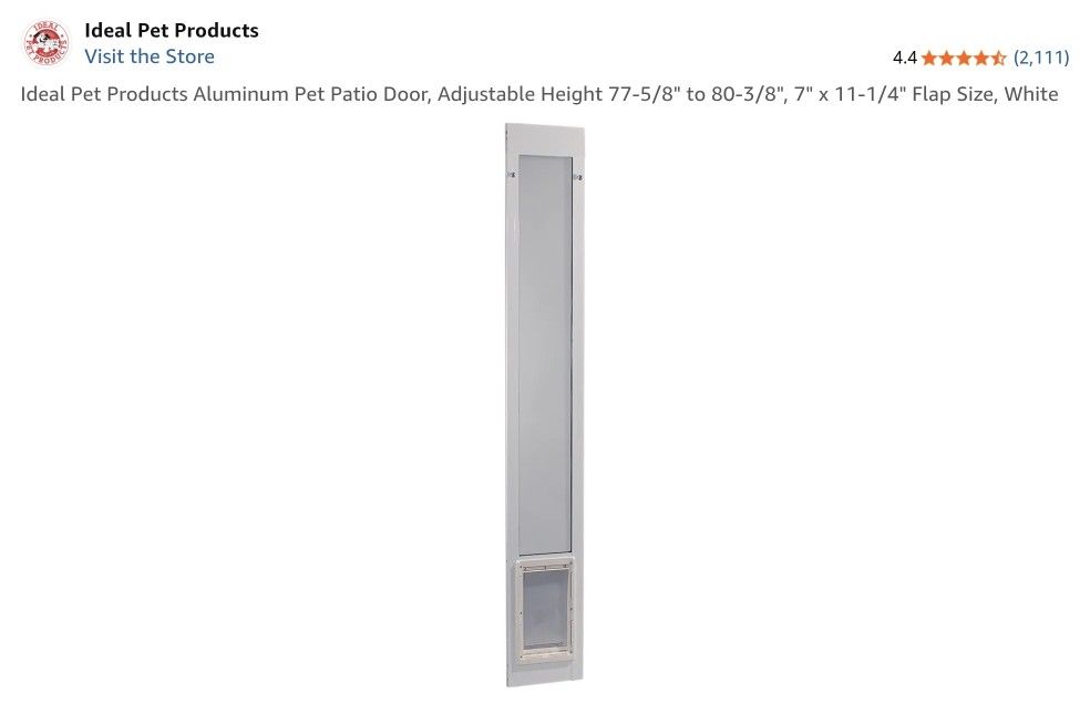 Ideal Pet Products Aluminum Pet Patio Door, Adjustable Height 77-5/8" to 80-3/8", 7" x 11-1/4" Flap 