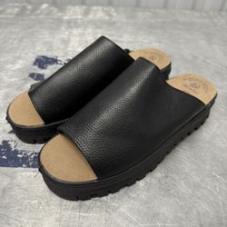 Canyon Women’s Black Faux Leather Platform Sandals Size 8M