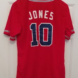 TNC CUSTOM APPAREL MLB ATLANTA BRAVES JONES 10 JERSEY SIZE L NWOT