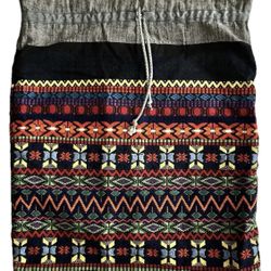 Aztec Mayan Woven X-Large Unisex Crossbody Bag Lined Drawstring 23” Long Tote