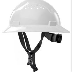 White Full Brim Hard Hat, OSHA Approved Construction Helmets for Men, 4-Point Adjustable Suspension, ANSI Z89.1