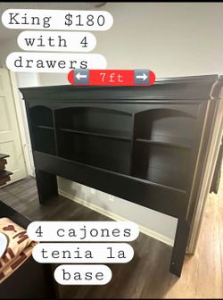 King bed frame with 4 drawers