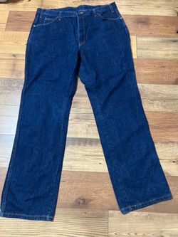 Dickies Work Relaxed Jeans Men’s 40X34 Relaxed Fit Medium Wash Leather Patch