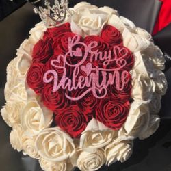 Eternal Wood Rose Bouquet Valentines Day