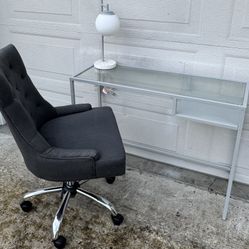 Desk, Chair With Lamp