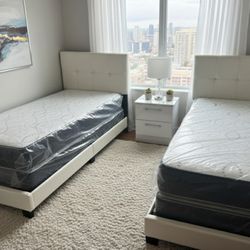 New TWIN SIZE BED SET TWO BED-2PCS-MATTRESS 