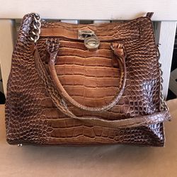 Large Brown Croc Shoulder Bag