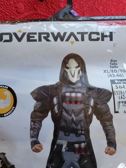 Overwatch reaper muscle jumpsuit torso and arms hood and mask blizzard XL 42-46 
deluxe adult costume