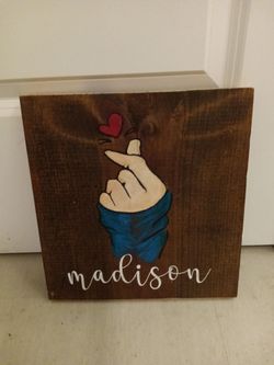 Contemporary pop art Madison oil on wood painting
