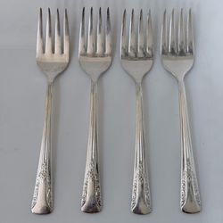 4pc International Silver Camelia Salad Fork 6” Silverplate 1940