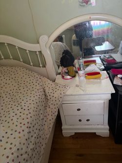 2 White Wood Nightstand with Two Drawers