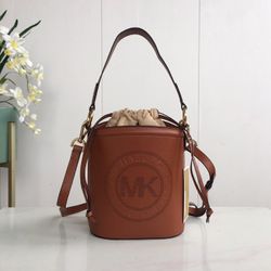 MK Small Leather Bucket Bag