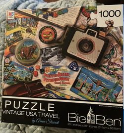 Big Ben 1000 Pc Vintage USA Travel Puzzle (all Pieces Accounted For)