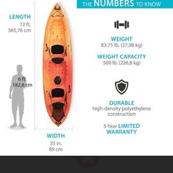 Lifetime Spitfire 12’ Tandem Sit On Kayak 