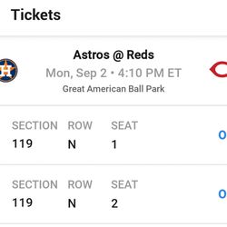 2 Baseball Tickets (Astros VS. Reds)