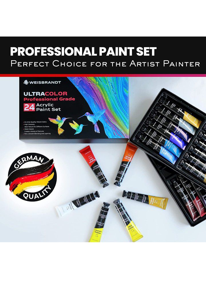 UltraColor Artist Quality Acrylic Paint Set, 24 Vibrant Colors, 0.74  oz/22ml Tubes, for Canvas, Wood, Ceramic, Fabric, Non Toxic-Fading NEW  SEALED. C for Sale in Denver, CO - OfferUp