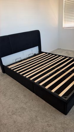 Queen bed frame with storage underneath