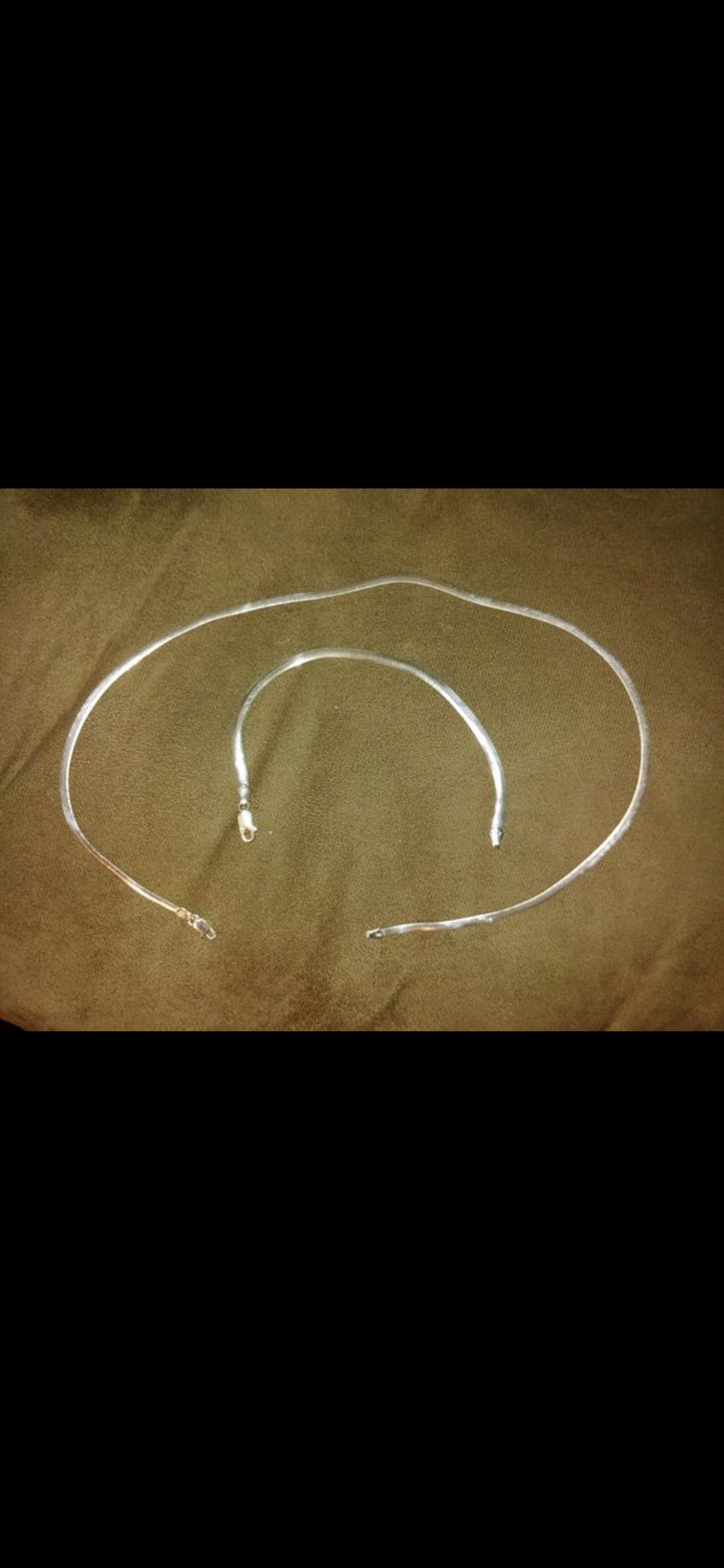 18 inch sterling silver necklace and bracelet