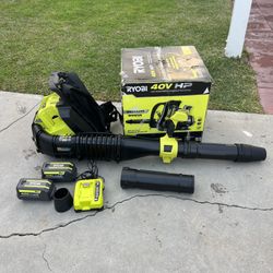RYOBI 40V HP Brushless Whisper Series 190 MPH 730 CFM Leaf Blower and Backpack Battery w/ (2) 6.0 Ah Batteries & Charger -  NEW
