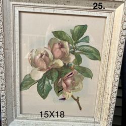 Beautiful “de Longpre”  Print. VTG,MCM,Shabby-Chic