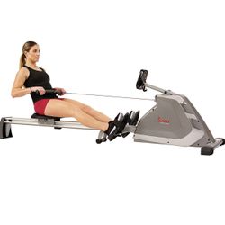 Sunny Health & Fitness Magnetic Rowing Machine Rower with Dual Resistance, Programmable Monitor, 300 LB Max Weight and Foldable Quiet Aluminum Slide R