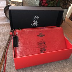 Brand New Disney X Coach Minnie Mouse Wristlet