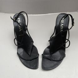 Women’s Prada Black Straps High Heels Sz 38 1/2