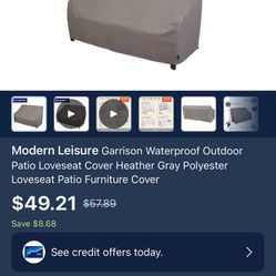 Modern Leisure Garrison Waterproof Outdoor Patio Loveseat Cover Heather Gray Polyester Loveseat Patio Furniture Cover
