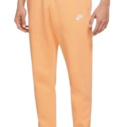 New Nike NSW Club Fleece Jogger Pants  Orange Chalk Men's Size MEDIUM
