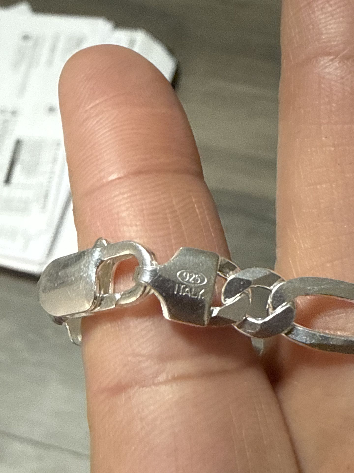 925 Sterling Sliver Figaro Bracelet 9mm