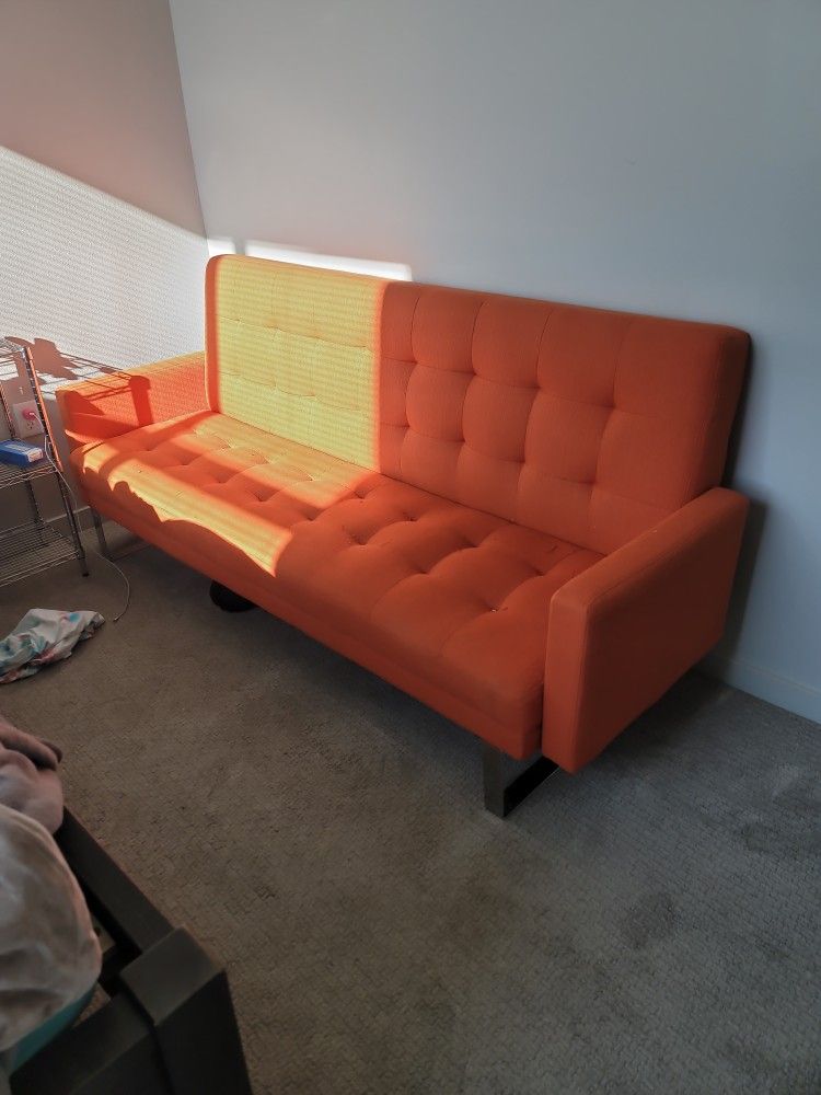 Handy Living Orange Couch (Foldout BED)