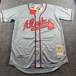 Atlanta Braves David Justice Gray Stirched Baseball Jerseymedium Large