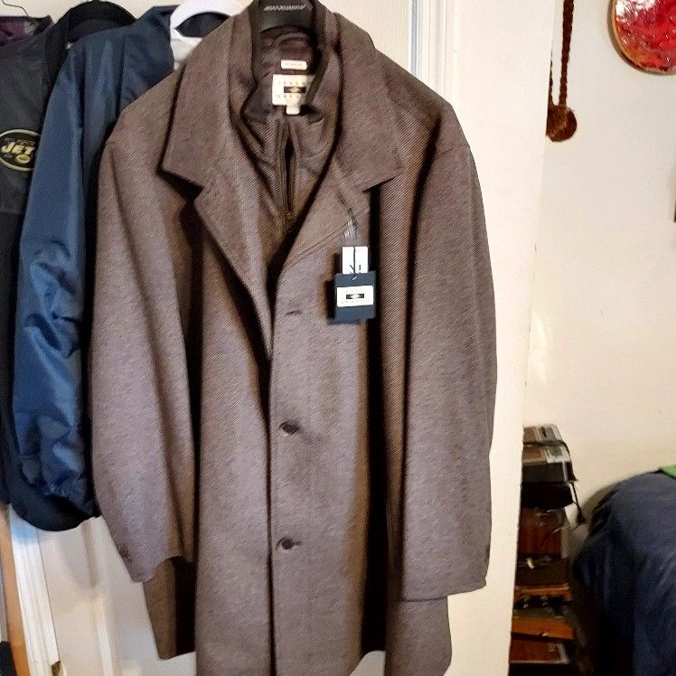 NEW WITH TAGS JOSEPH ABBOUD BROWN TWEED 3X CLASSIC FIT HEAVY CAR COAT
