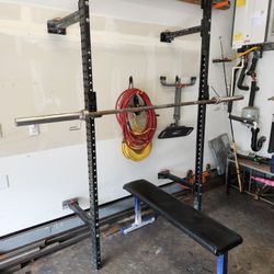 Weight Rack, Bench, Plates