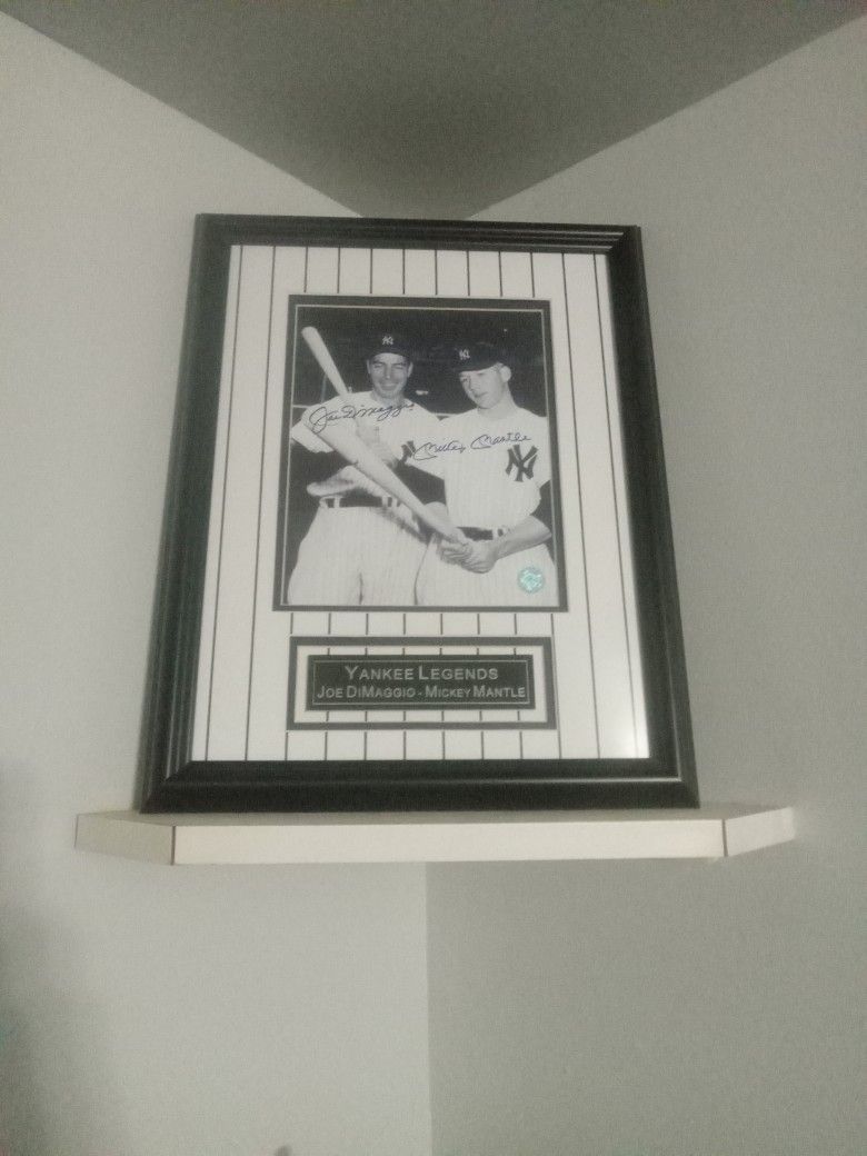 Joe DiMaggio And Mickey Mantle Autographed Pinstripe Yankee Picture