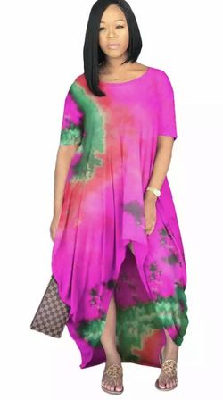 Ms. Jackie pink and green high low shirt/skirt