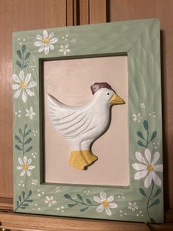 hand painted hen art decor chicken floral wall art