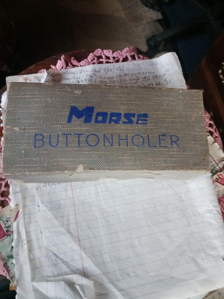 Vintage Morse Button Holder In Box With Accessories