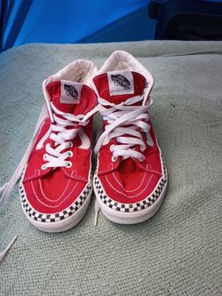 Red white black checkered vans