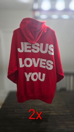 Jesus Loves You Red Graphic Hoodie 2X