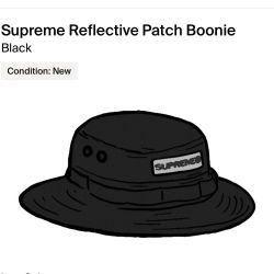 Supreme Reflective Patch Boonie Bucket Hat Black