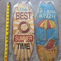 (2) New Wood Surfboard Wall Decorations 