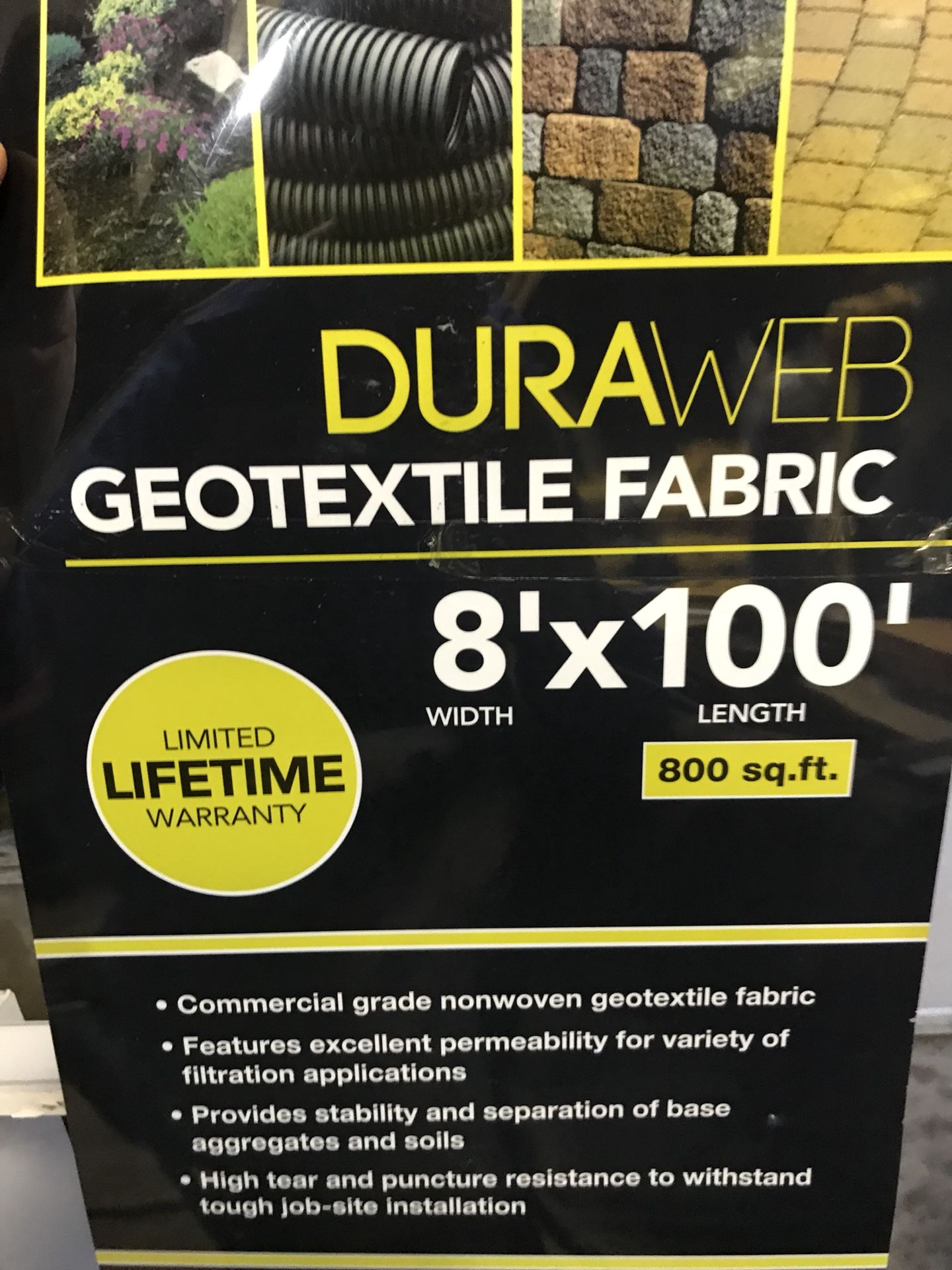 Landscape fabric Duraweb geotextile fabric 8’x100’