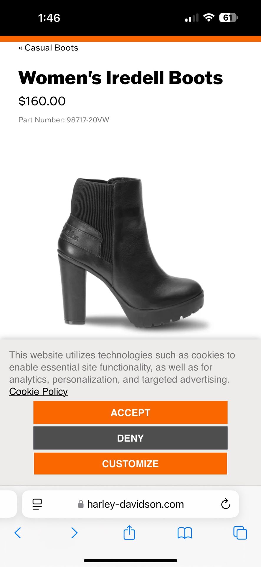 Harley Davidson Iredell Leather Boots-Size 7