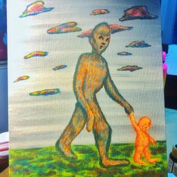 Sasquatch N Baby Painting