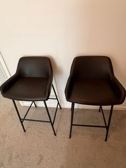 Two Bar Stools, Dark Brown