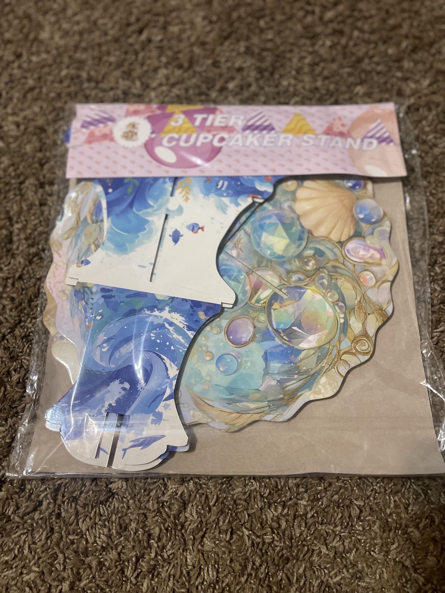 3 Tier Cardboard Mermaid Cupcake Stand