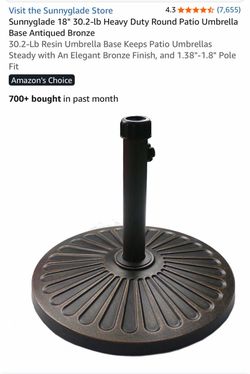 NEW IN BOX Sunnyglade 18" Heavy Duty Patio Umbrella Base