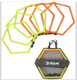 Zukam Hexagonal Agility Rings Set with Carry Bag